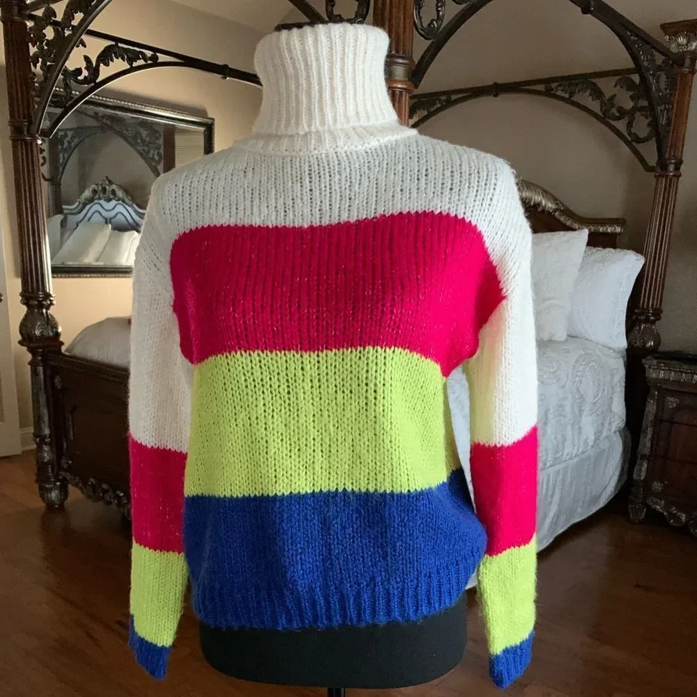 Polly‎ & Esther Block Color Turtleneck Sweater